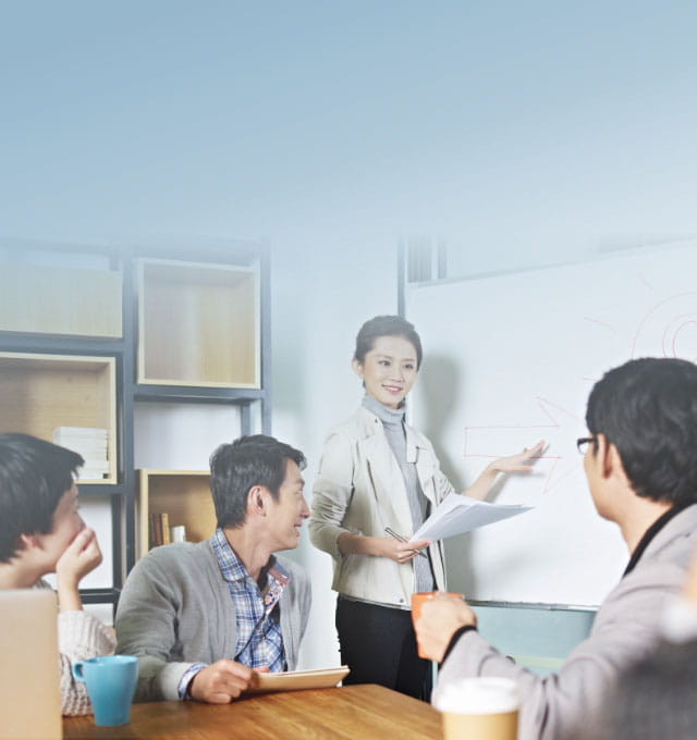 Asian girl presenting presentation