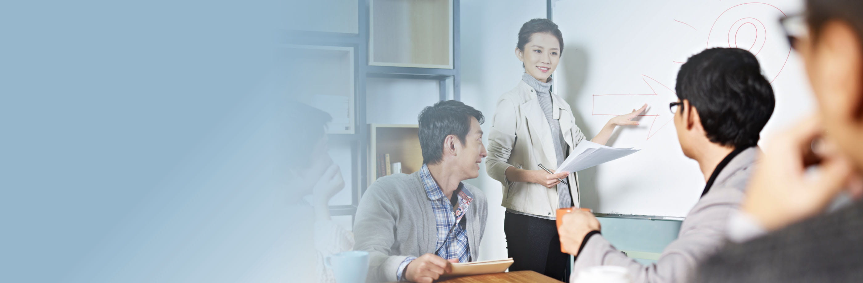 Asian girl presenting presentation