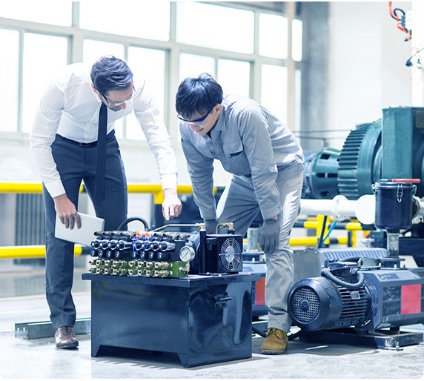 Two men discussing the project