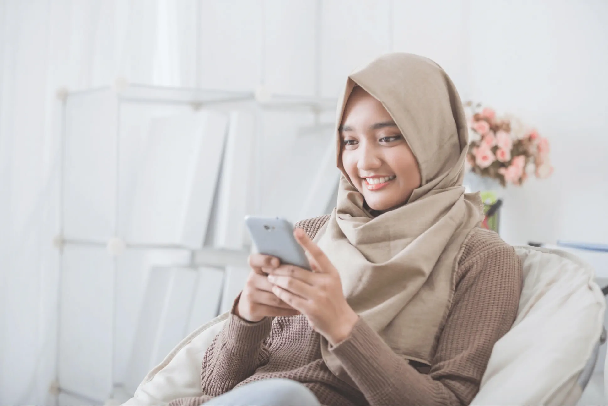 Islamic Lady using her phone